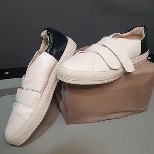 White Nine West Oleandro Strap Sneakers Size 9.5